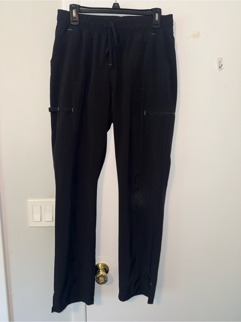 ScrubStar Black Stretch Cargo Scrub Pants Size Medium